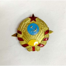 Знак  на головной убор начальствующего состава РКМ, обр.1936 г.. Герб на 7 лент.